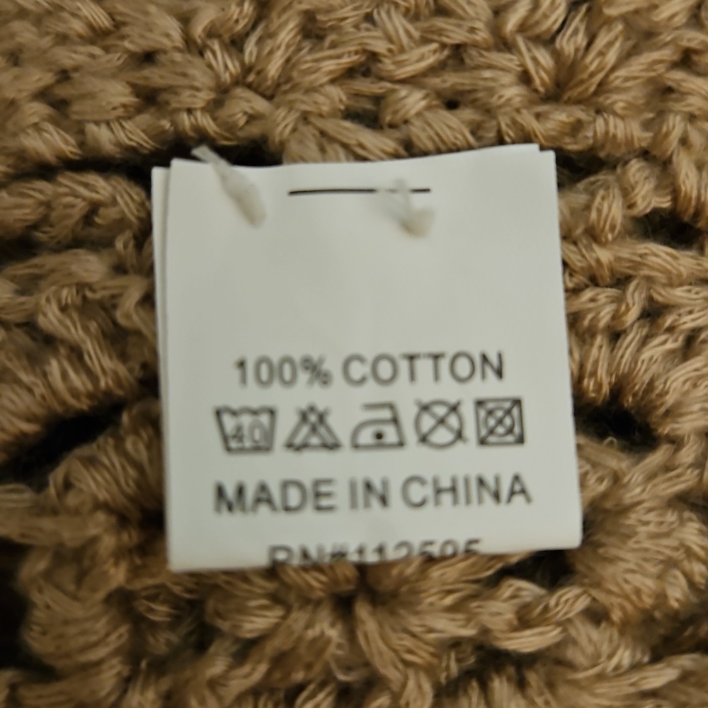 Vintage Tan Rose Pearl Crochet Shawl - Picture 9 of 9